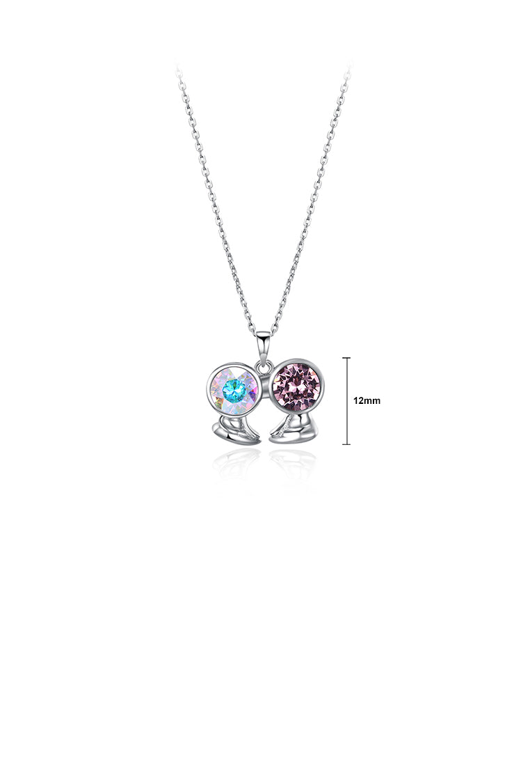 925 Sterling Silver Fashion Gemini Pendant with Austrian Element Crystal and Necklace