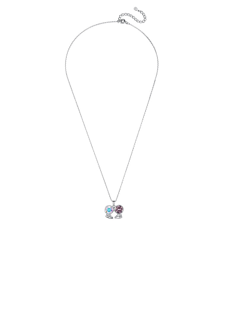 925 Sterling Silver Fashion Gemini Pendant with Austrian Element Crystal and Necklace