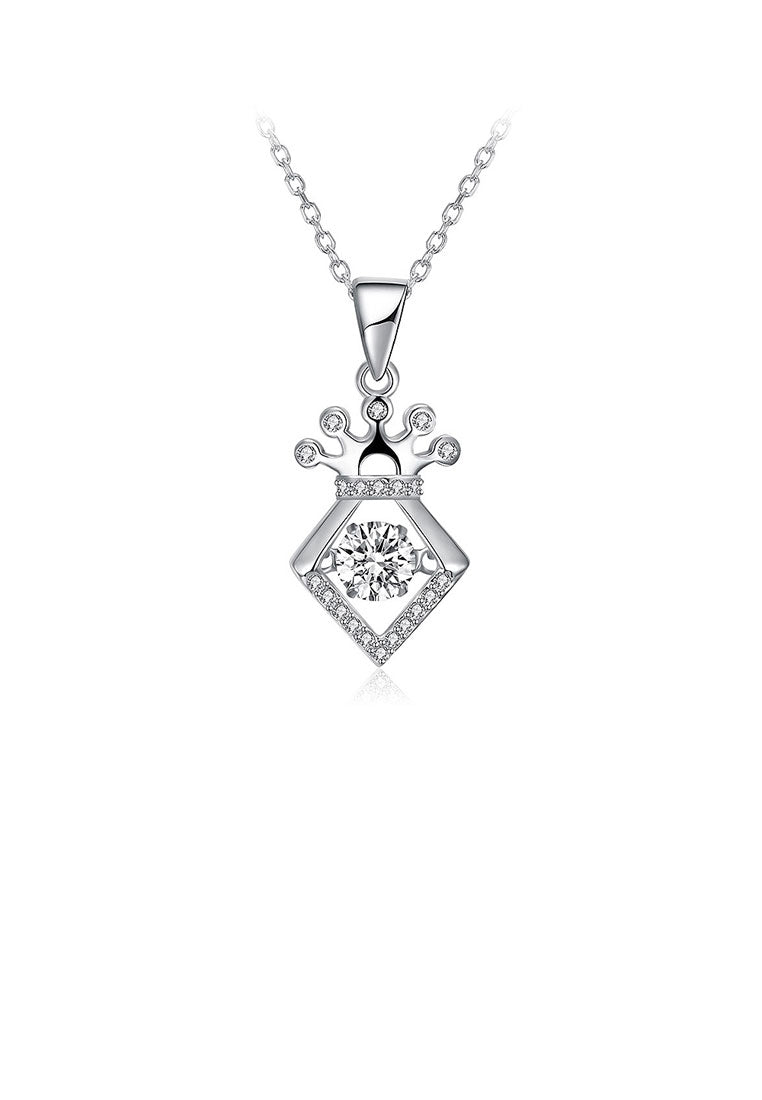 925 Sterling Silver Crown Pendant with Austrian Element Crystal and Necklace