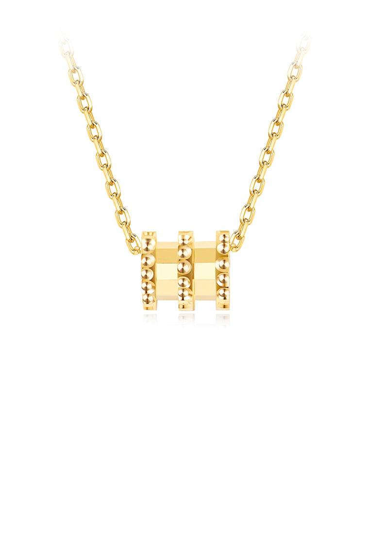 925 Sterling Silver Simple Plated Gold Geometric Column Pendant with Necklace