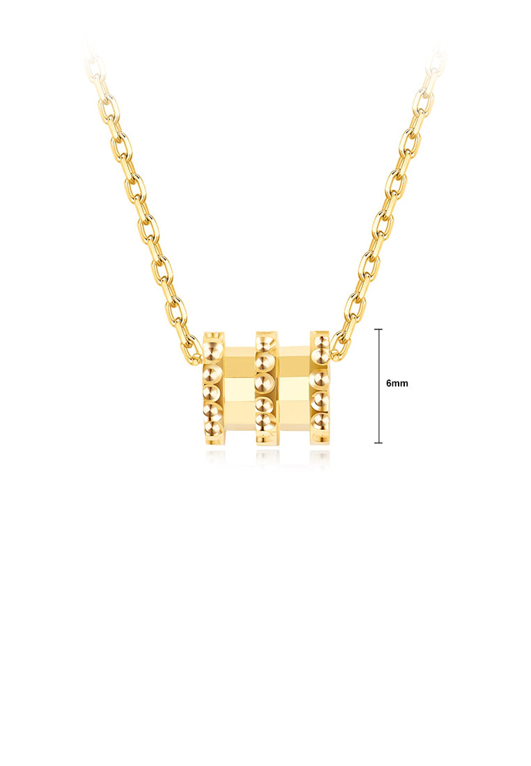 925 Sterling Silver Simple Plated Gold Geometric Column Pendant with Necklace