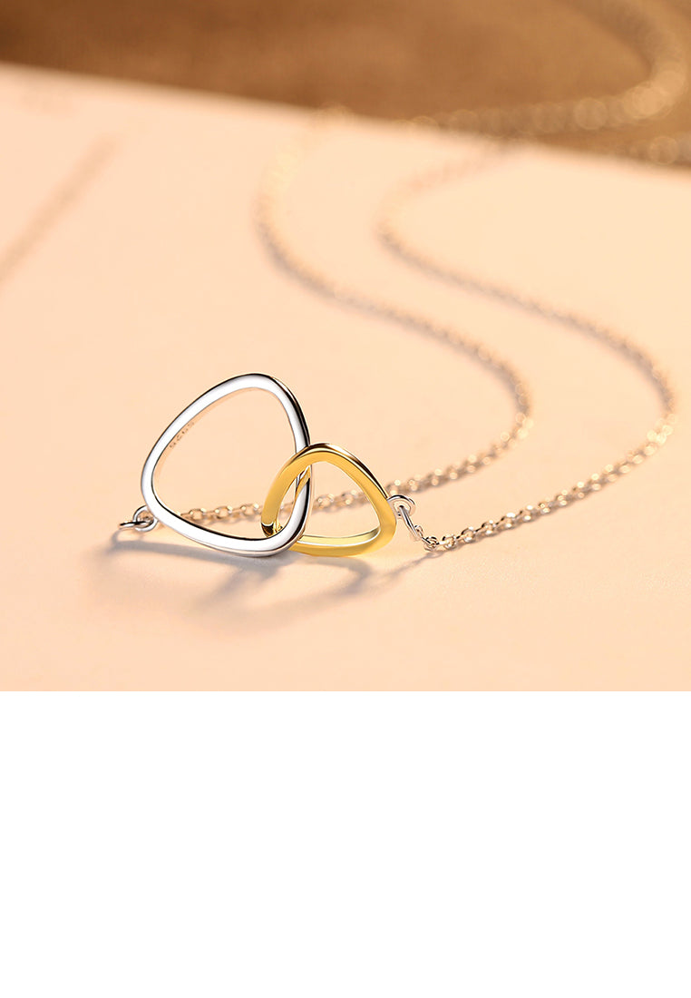 925 Sterling Silver Simple Fashion Hollow Geometric Triangle Pendant with Necklace