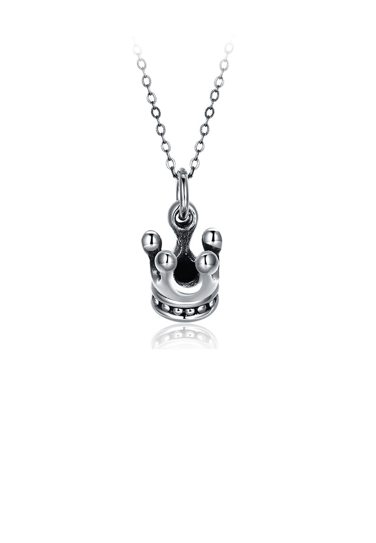 925 Sterling Silver Vintage Personalized Crown Pendant Necklace