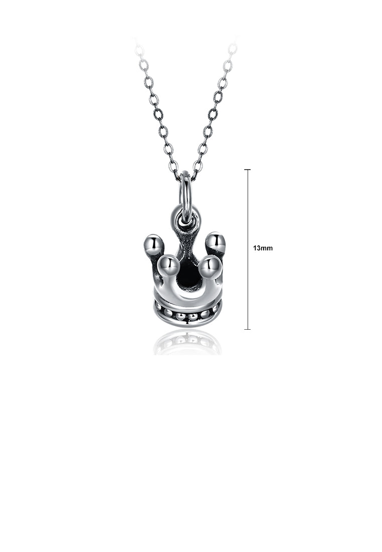 925 Sterling Silver Vintage Personalized Crown Pendant Necklace