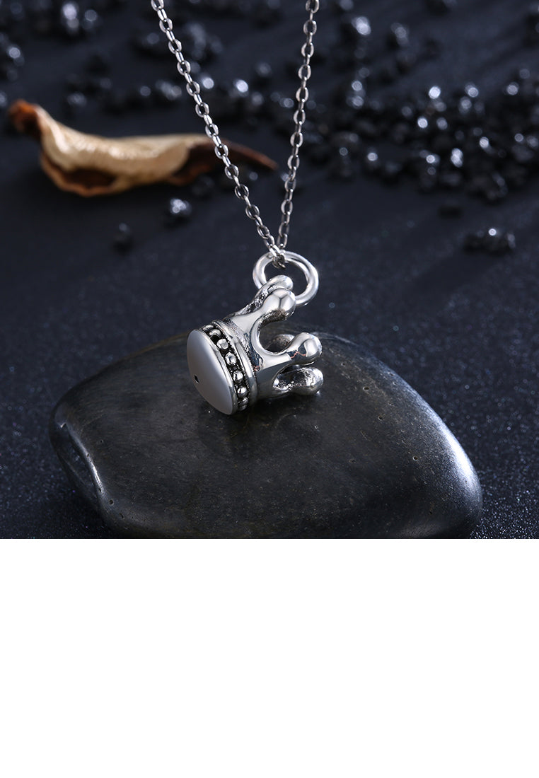 925 Sterling Silver Vintage Personalized Crown Pendant Necklace