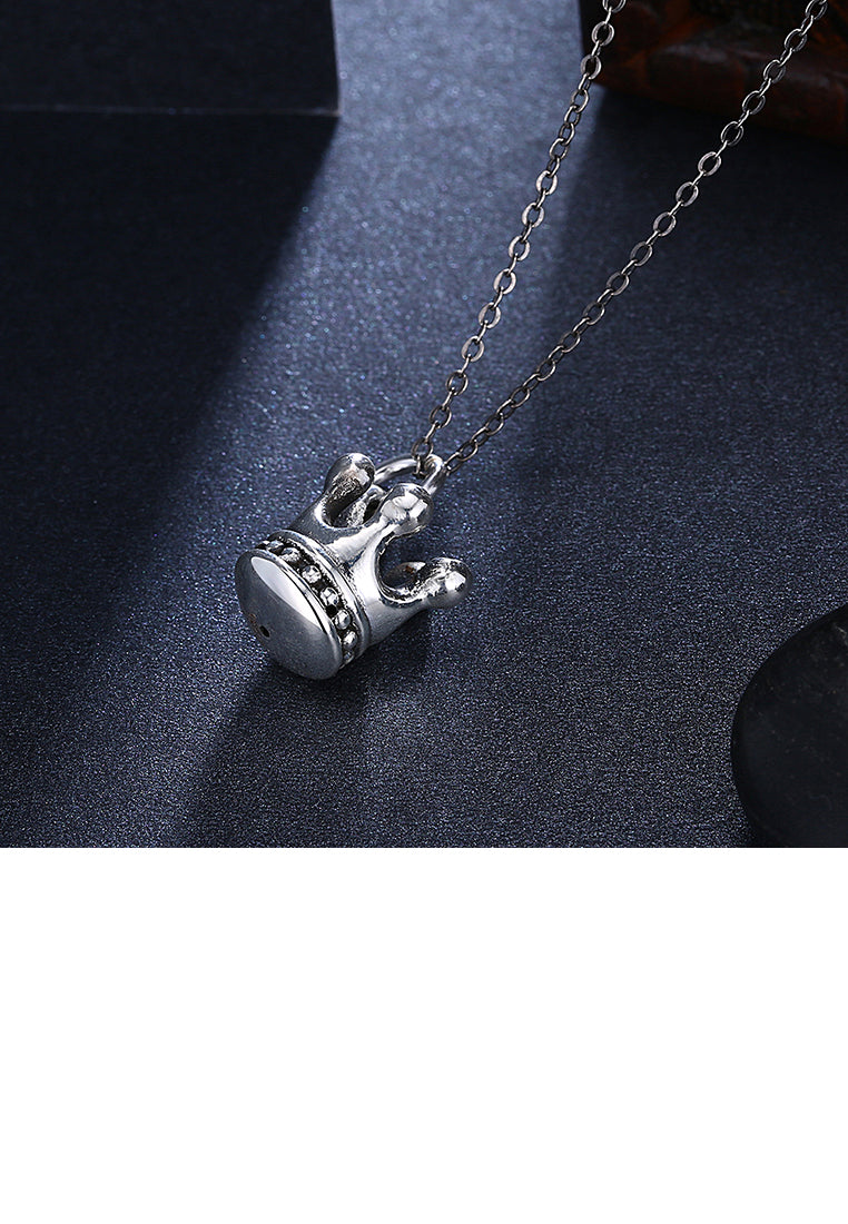 925 Sterling Silver Vintage Personalized Crown Pendant Necklace