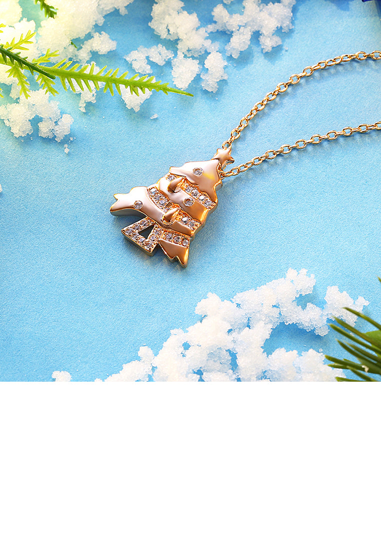 Rose Gold Plated Elegant Fashion Fish Cubic Zircon Pendant and Necklace