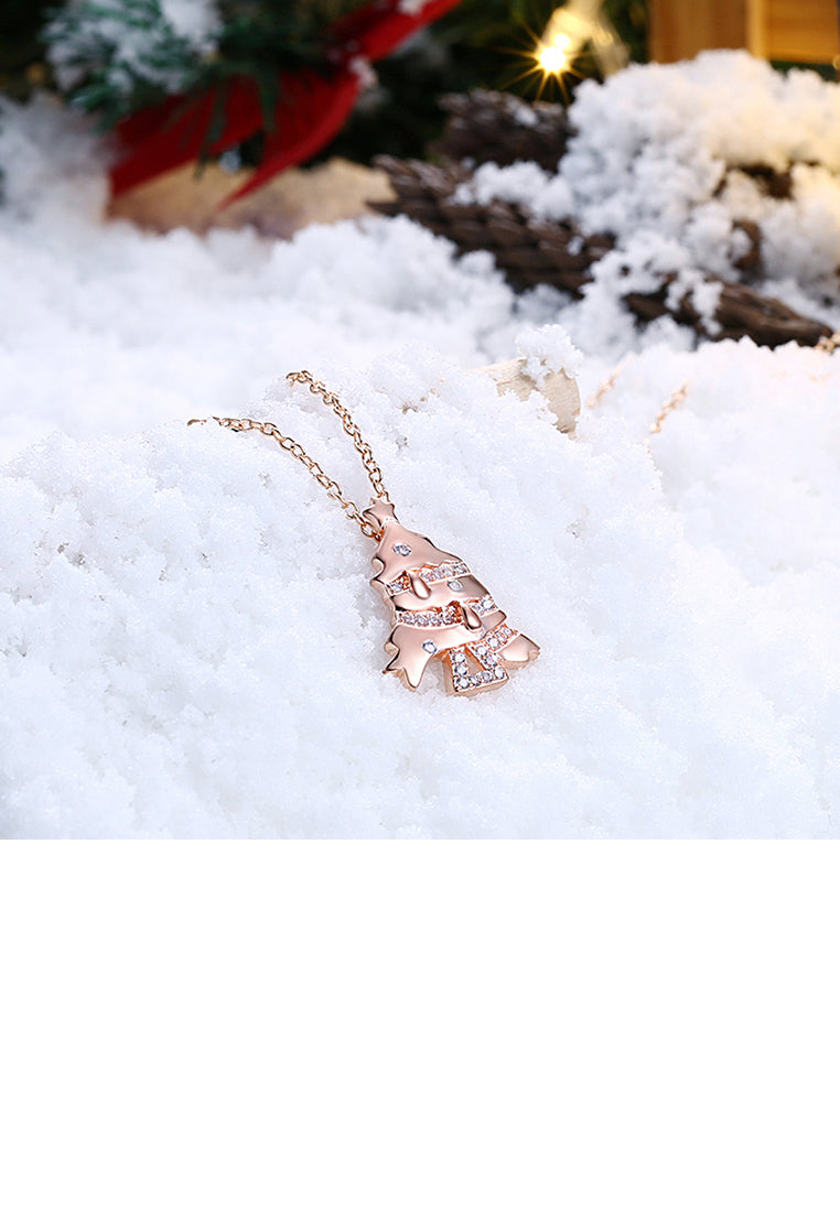 Rose Gold Plated Elegant Fashion Fish Cubic Zircon Pendant and Necklace