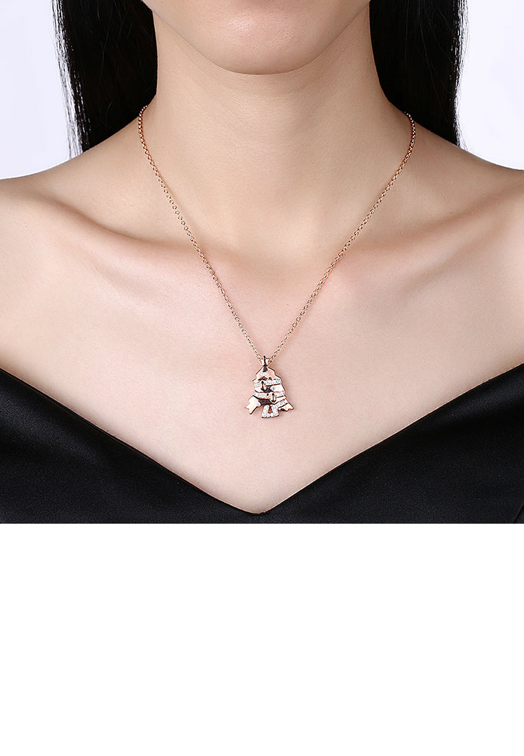Rose Gold Plated Elegant Fashion Fish Cubic Zircon Pendant and Necklace