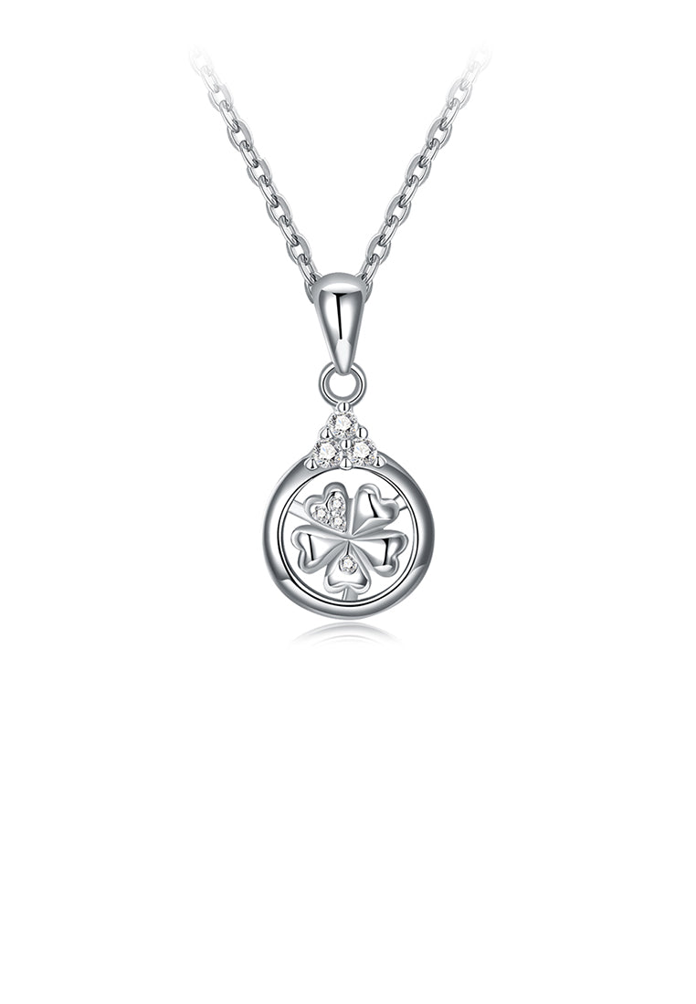 925 Sterling Silver Elegant Fashion Flower Pendant Necklace with Cubic Zircon