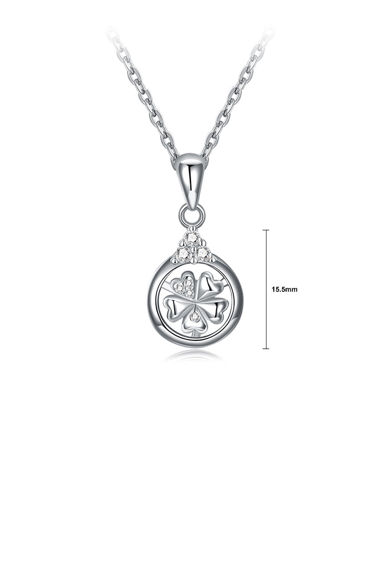 925 Sterling Silver Elegant Fashion Flower Pendant Necklace with Cubic Zircon