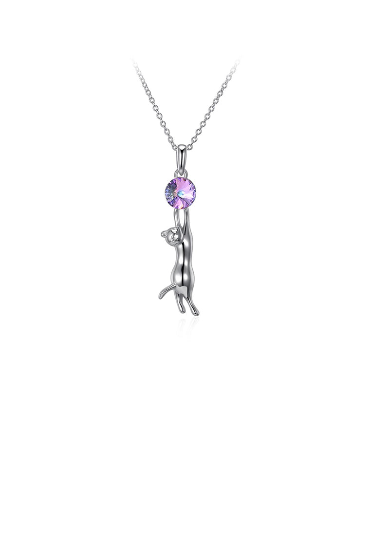 925 Sterling Silver Elegant Fashion Sexy Cat Pendant and Necklace with Austrian Element Crystal