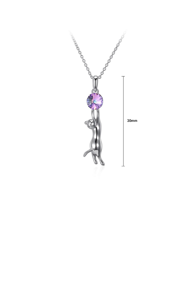 925 Sterling Silver Elegant Fashion Sexy Cat Pendant and Necklace with Austrian Element Crystal