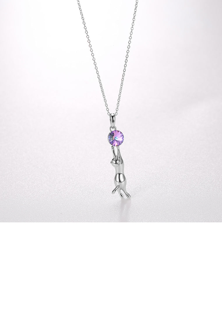 925 Sterling Silver Elegant Fashion Sexy Cat Pendant and Necklace with Austrian Element Crystal