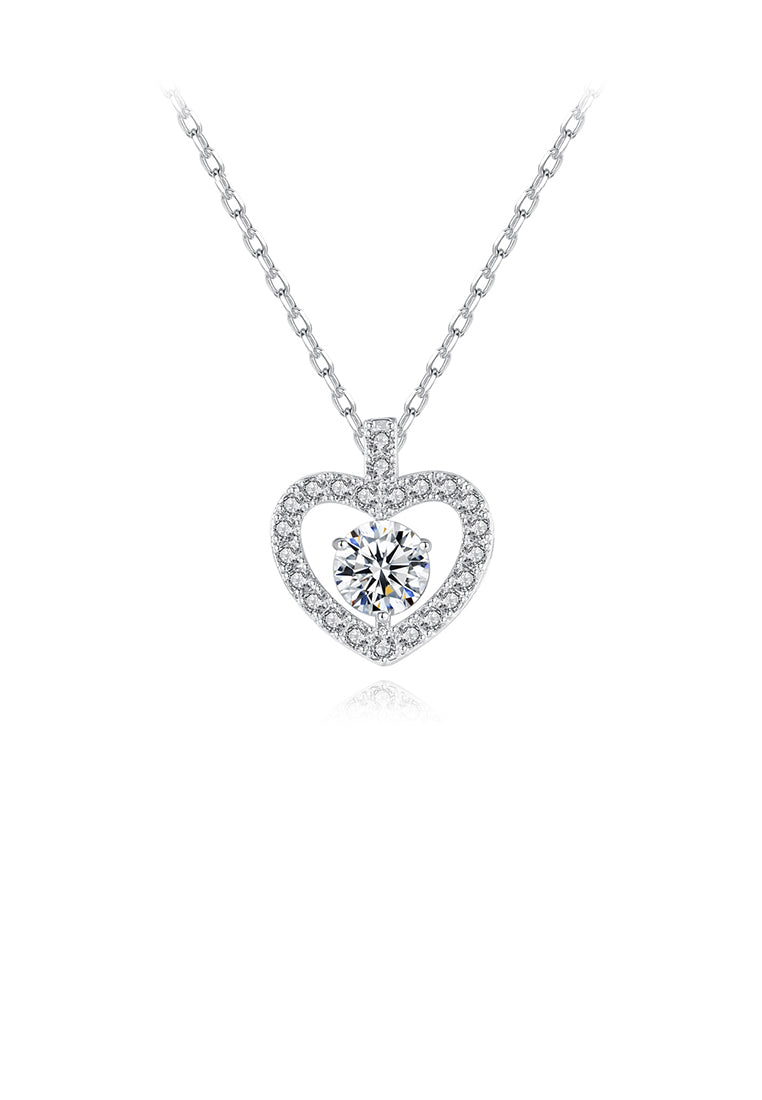 Fashion and Romantic Hollow Heart Pendant with Cubic Zirconia and Necklace - Luxurious Look