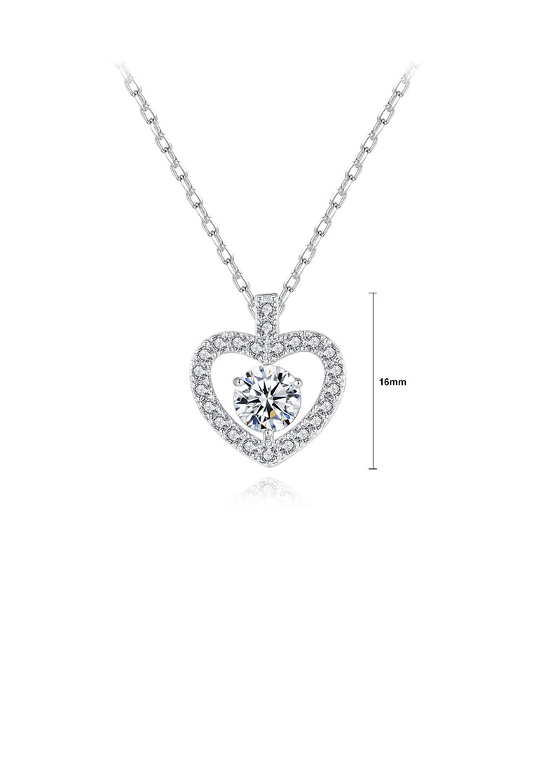 Fashion and Romantic Hollow Heart Pendant with Cubic Zirconia and Necklace - Luxurious Look