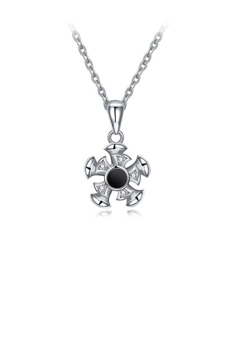 925 Sterling Silver Flower Pendant In Cubic Zircon and Necklace