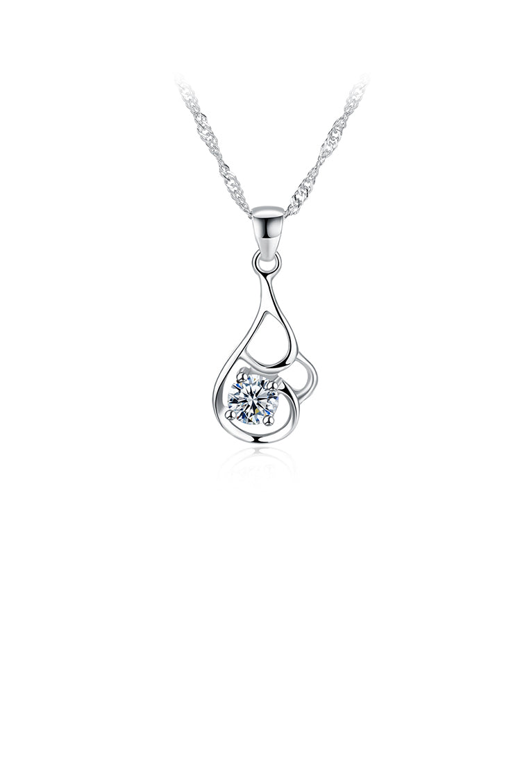 925 Sterling Silver Elegant Simple Fashion Hollow Out Flower Pendant Necklace with Cubic Zircon