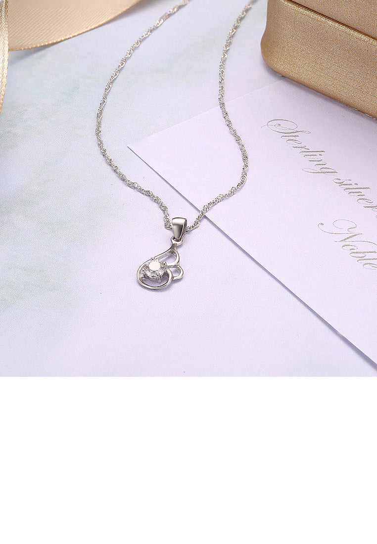 925 Sterling Silver Elegant Simple Fashion Hollow Out Flower Pendant Necklace with Cubic Zircon