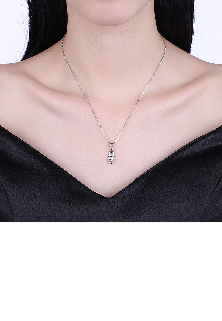 925 Sterling Silver Simple Elegant Fashion Beautiful Girl Pendant Necklace with Cubic Zircon