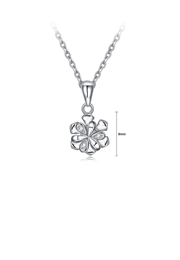925 Sterling Silver Fashion Simple Flower Pendant with Cubic Zircon and Necklace