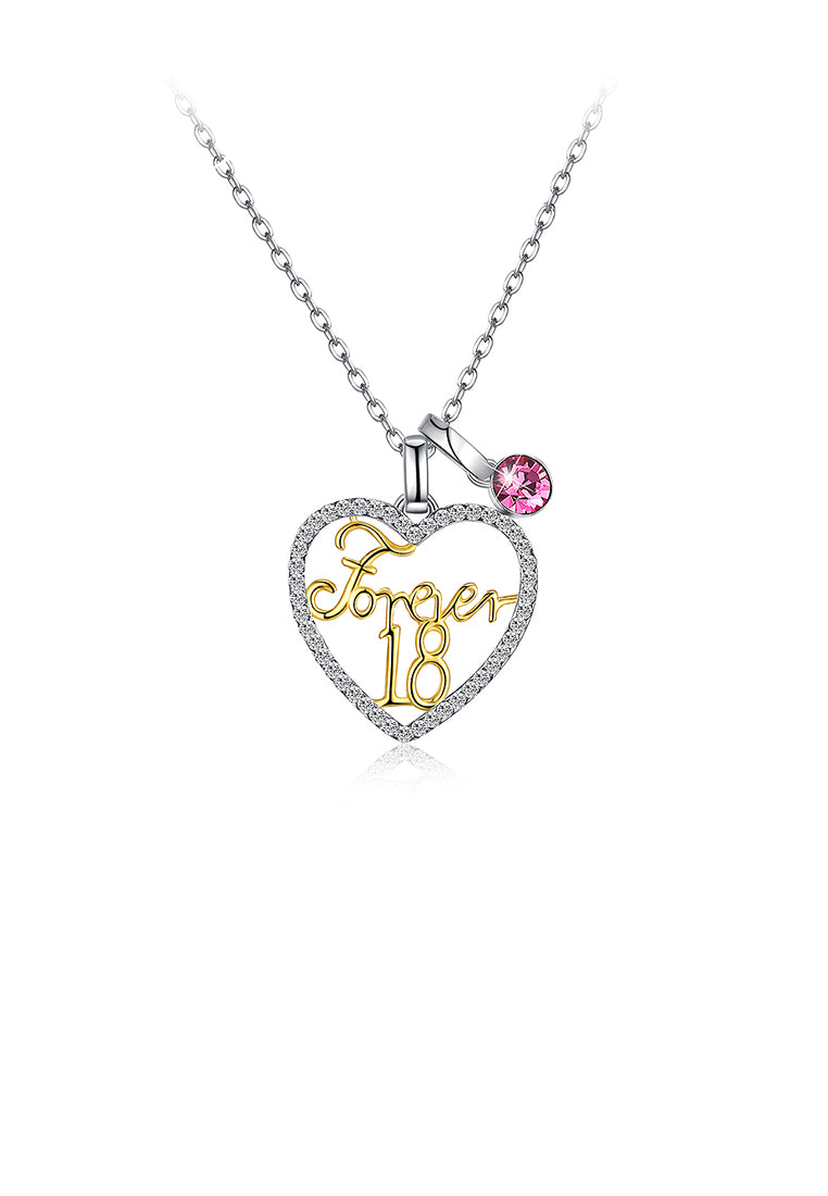 925 Sterling Silver Heart Pendant with Austrian Element Crystal and Necklace
