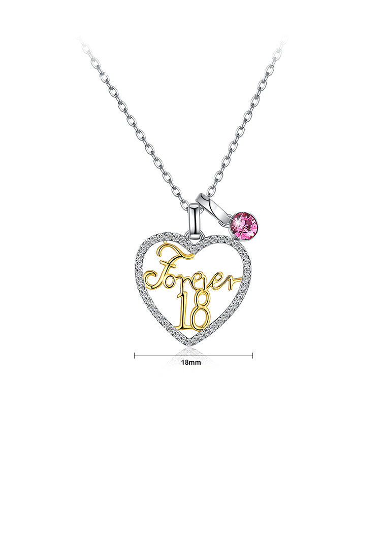 925 Sterling Silver Heart Pendant with Austrian Element Crystal and Necklace