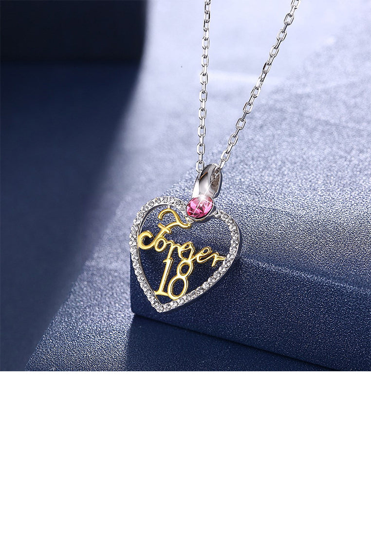 925 Sterling Silver Heart Pendant with Austrian Element Crystal and Necklace