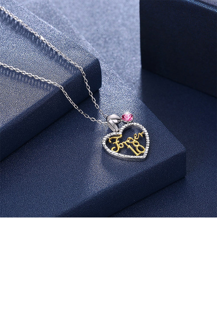 925 Sterling Silver Heart Pendant with Austrian Element Crystal and Necklace