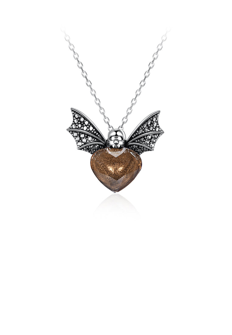 925 Sterling Silver Retro Elegant Fashion Bat Pendant and Necklace with Austrian Element Crystal