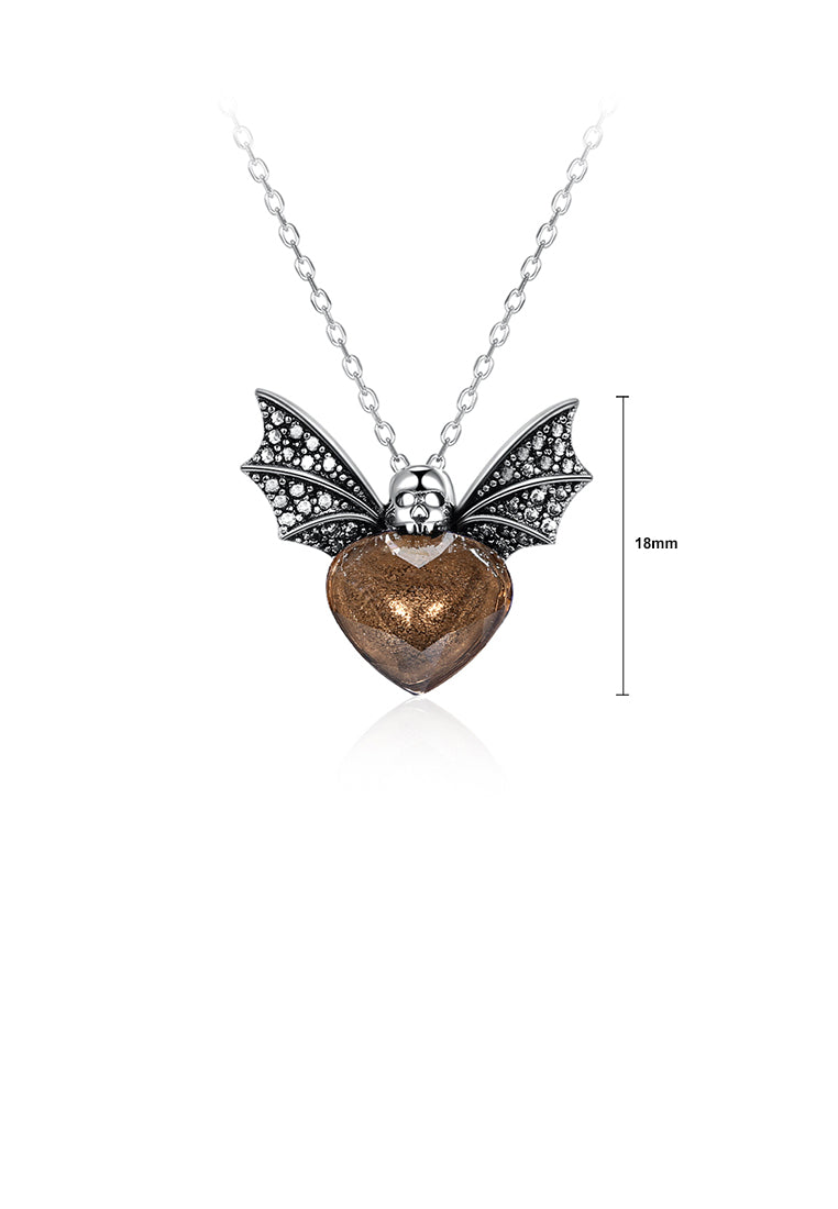 925 Sterling Silver Retro Elegant Fashion Bat Pendant and Necklace with Austrian Element Crystal