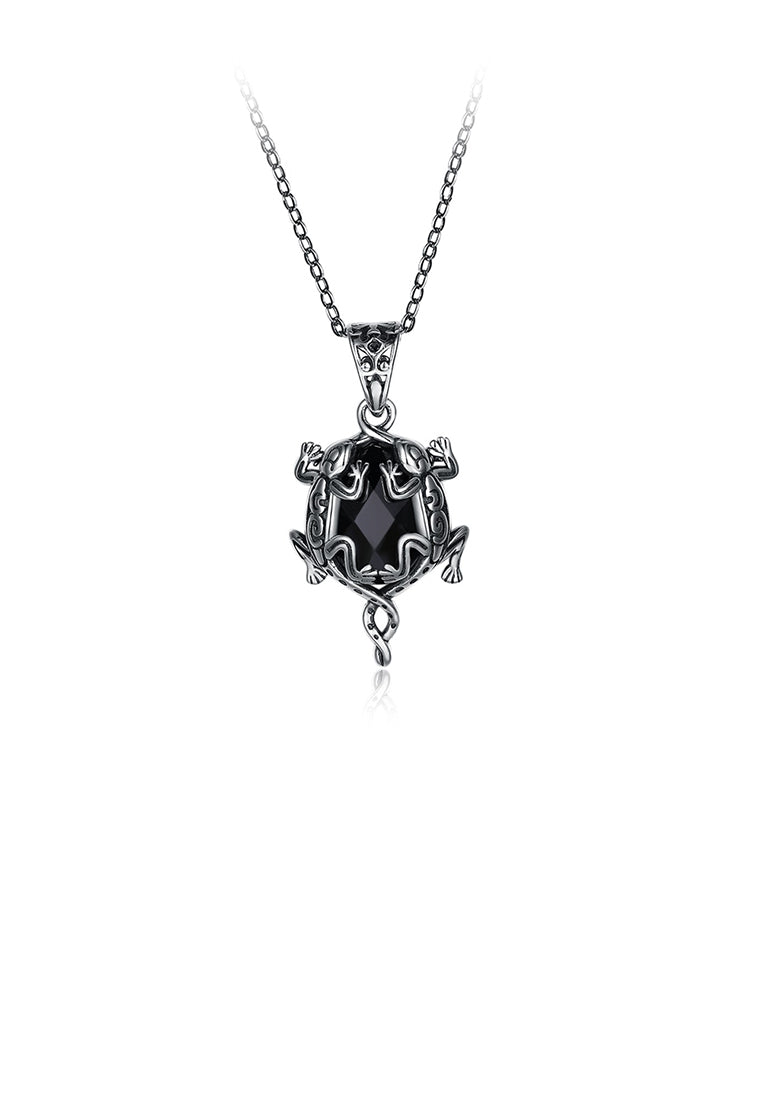 925 Sterling Silver Retro Fashion Gecko Pendant and Necklace