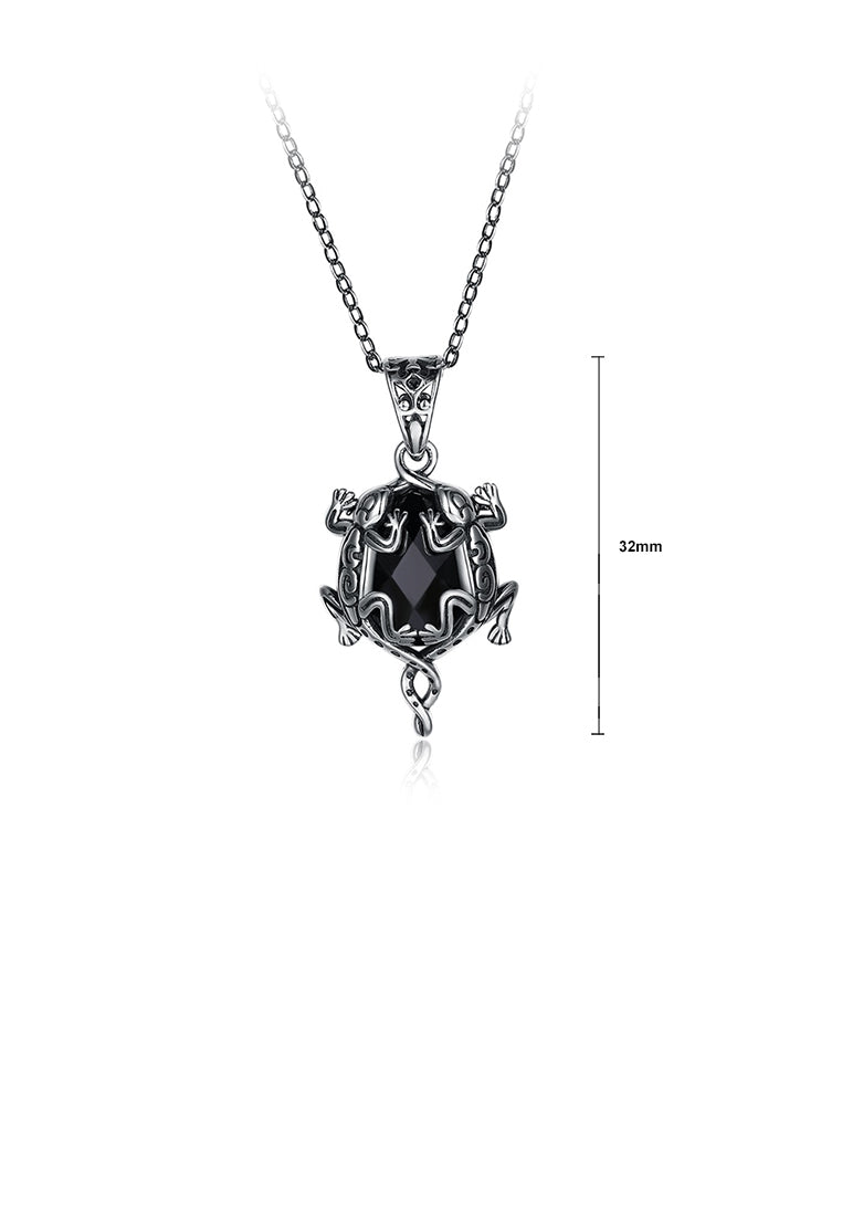 925 Sterling Silver Retro Fashion Gecko Pendant and Necklace