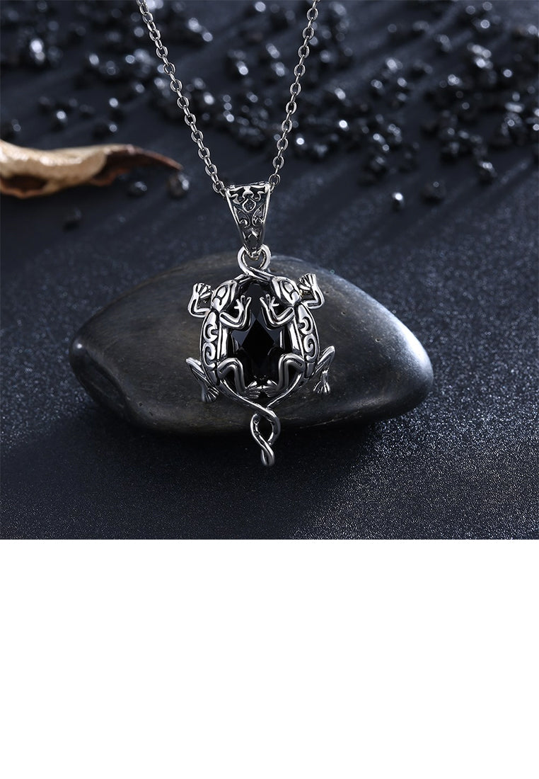 925 Sterling Silver Retro Fashion Gecko Pendant and Necklace