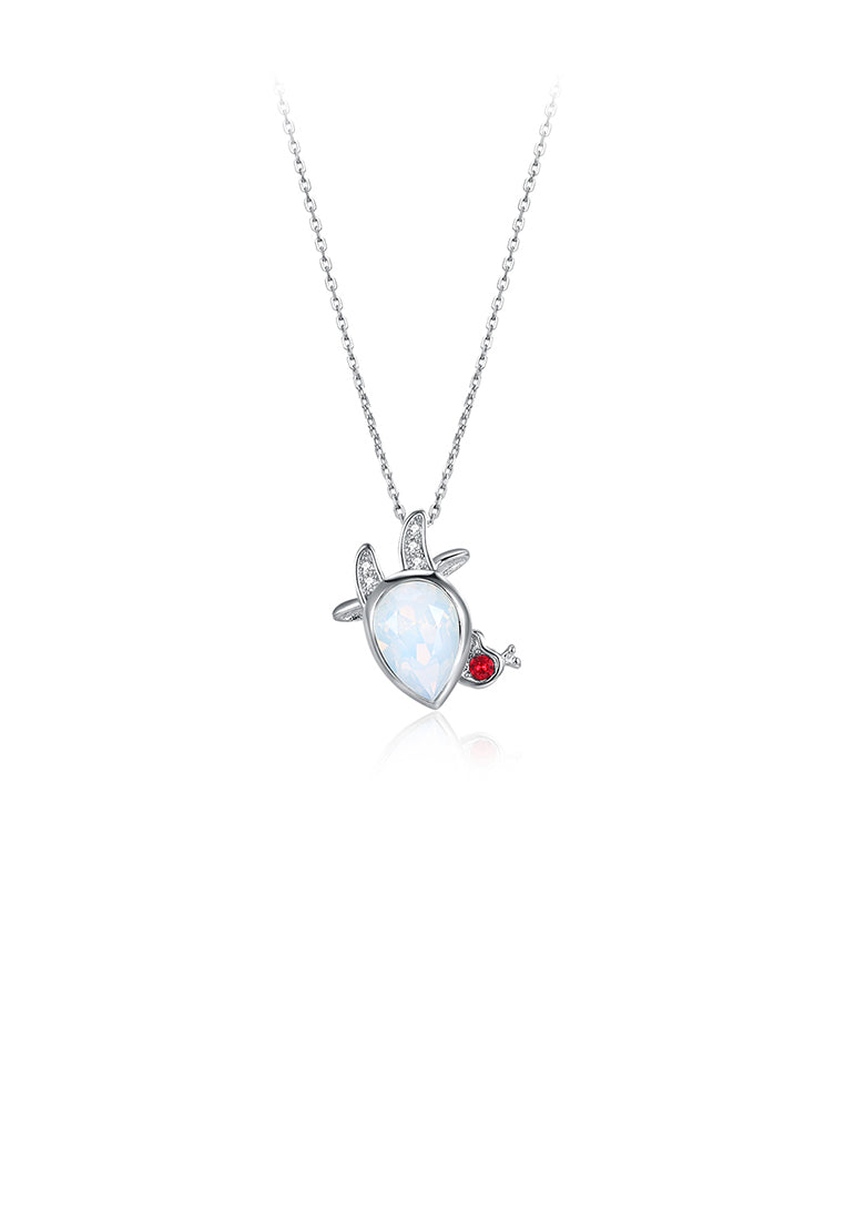925 Sterling Silver Fashion Aries Pendant with Austrian Element Crystal and Necklace