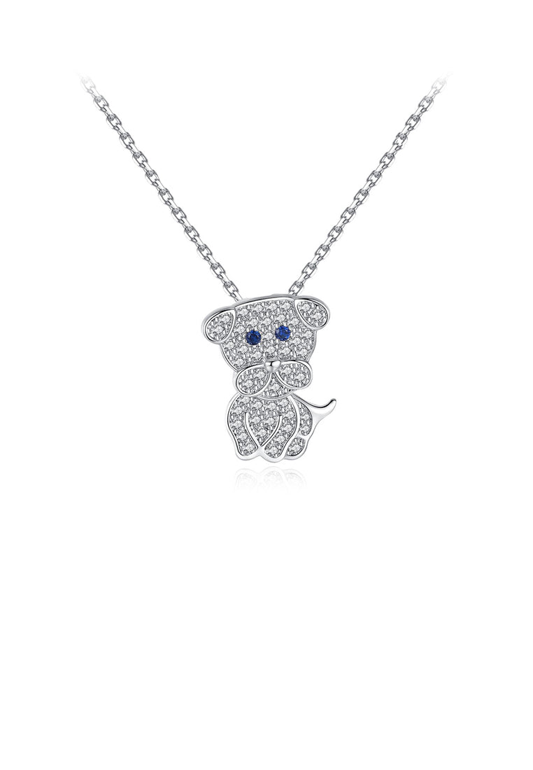 Simple and Cute Dog Pendant with Cubic Zirconia and Necklace - Luxurious Look