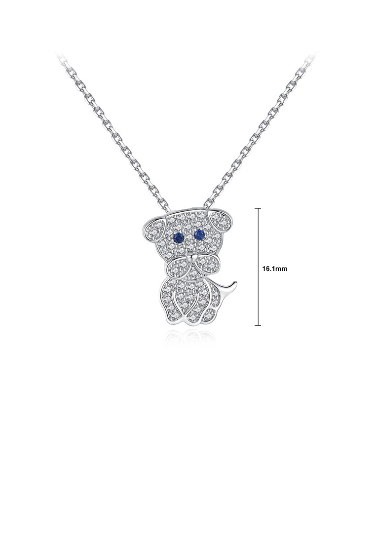 Simple and Cute Dog Pendant with Cubic Zirconia and Necklace - Luxurious Look