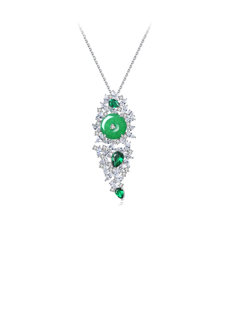 Elegant Temperament Geometric Green Cubic Zirconia Pendant with Necklace - Luxurious Look