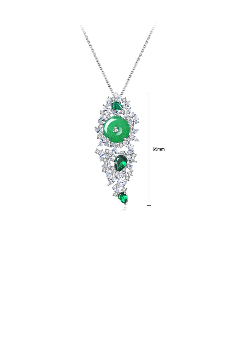 Elegant Temperament Geometric Green Cubic Zirconia Pendant with Necklace - Luxurious Look