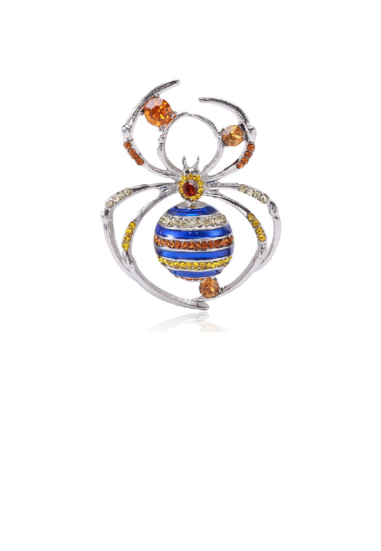 Fashion Personality Enamel Blue Spider Brooch with Cubic Zirconia - Luxurious Look