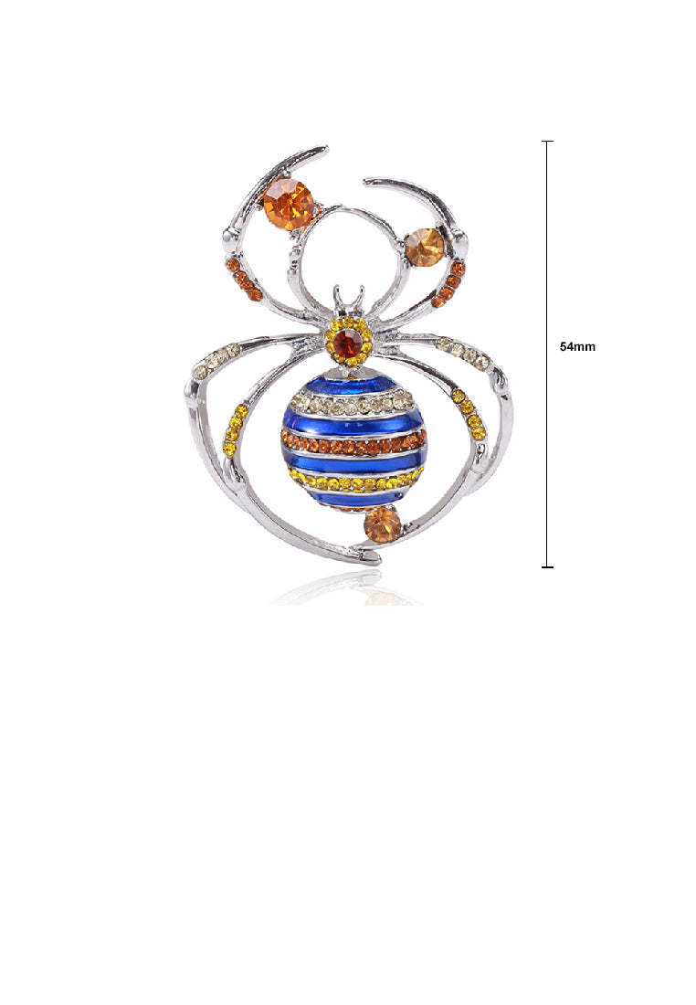 Fashion Personality Enamel Blue Spider Brooch with Cubic Zirconia - Luxurious Look