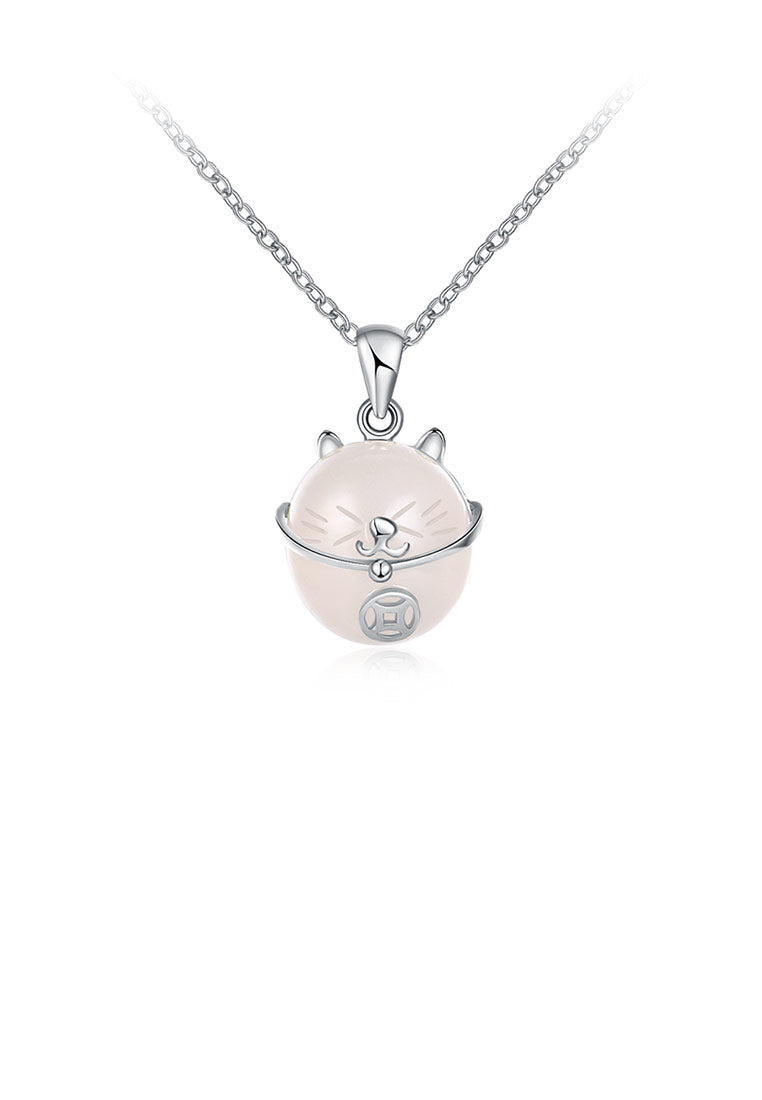925 Sterling Silver Simple and Cute Cat Pendant with Necklace
