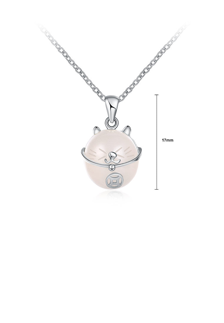 925 Sterling Silver Simple and Cute Cat Pendant with Necklace