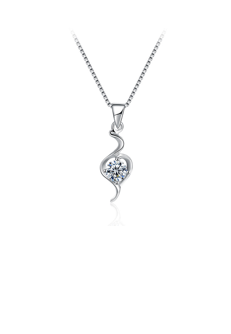 925 Sterling Silver Simple Fashion Elegant Hollow Out Water Drop Shape Cubic Zircon Pendant Necklace
