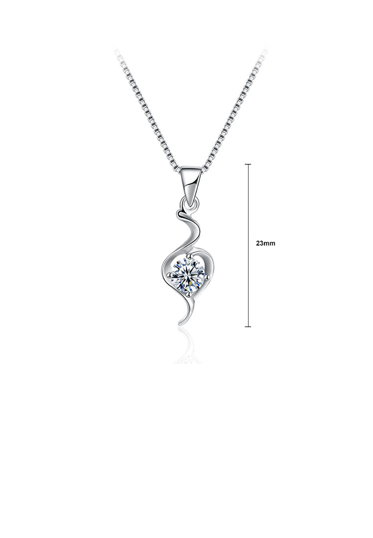 925 Sterling Silver Simple Fashion Elegant Hollow Out Water Drop Shape Cubic Zircon Pendant Necklace