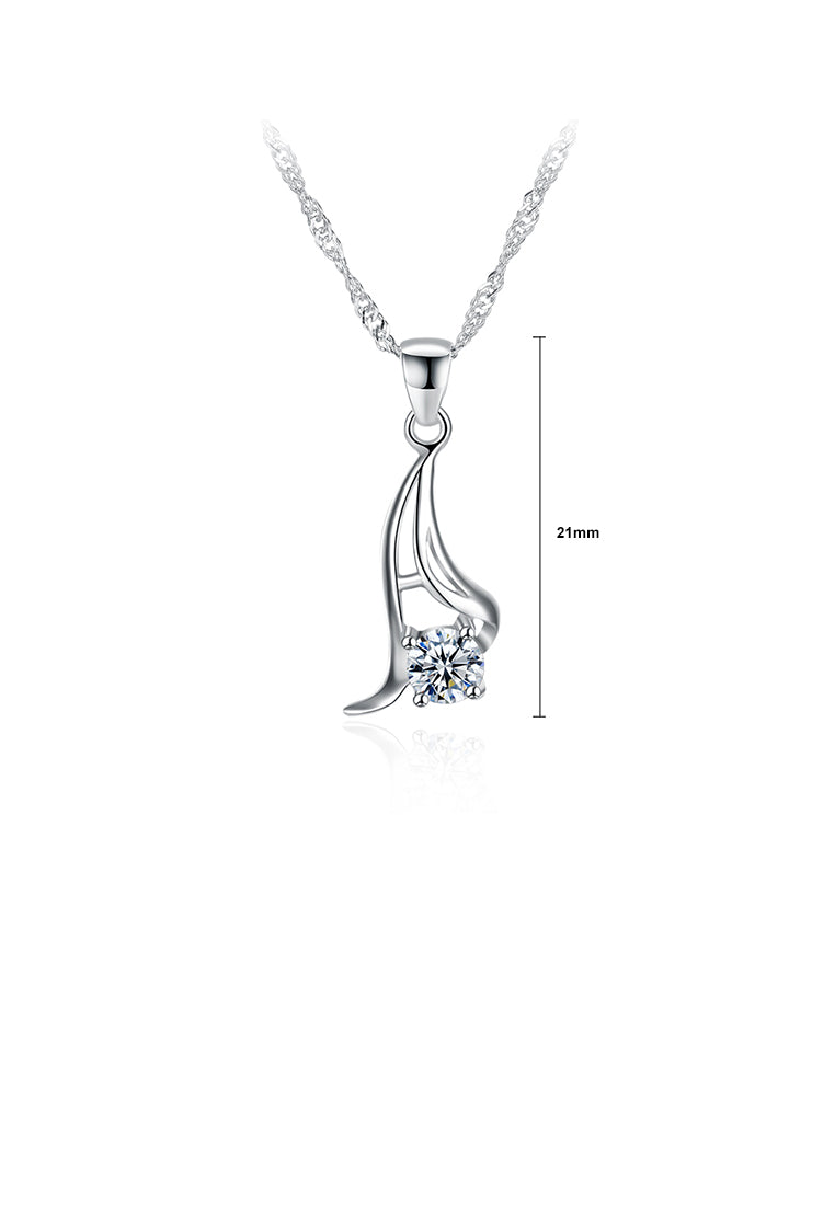 925 Sterling Silver Simple Elegant Fashion Pendant Necklace with Cubic Zircon