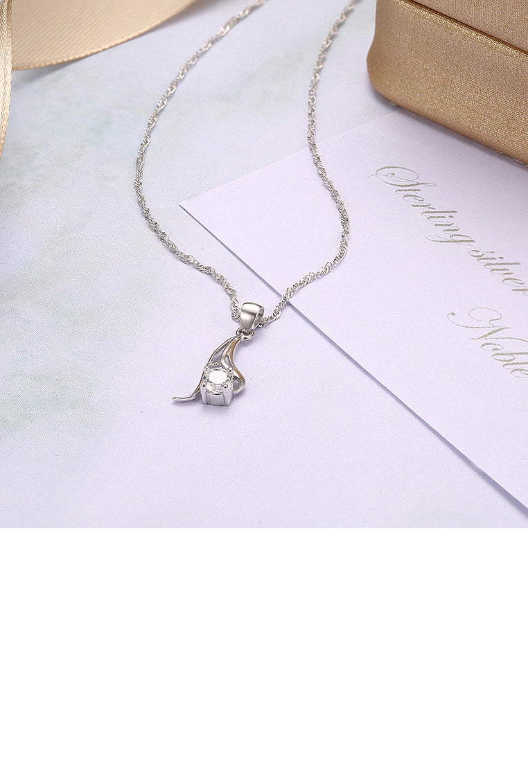 925 Sterling Silver Simple Elegant Fashion Pendant Necklace with Cubic Zircon