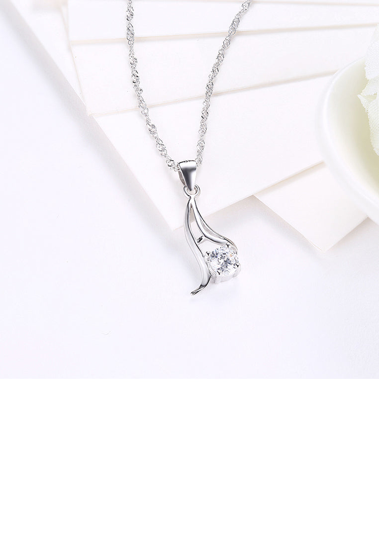 925 Sterling Silver Simple Elegant Fashion Pendant Necklace with Cubic Zircon