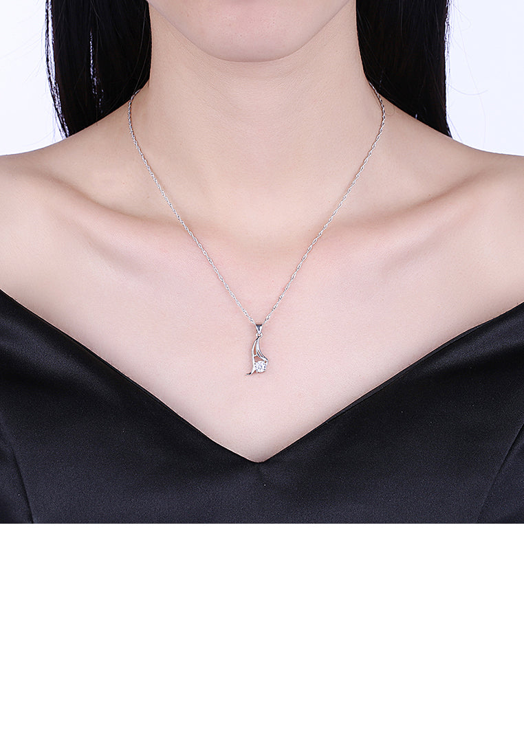 925 Sterling Silver Simple Elegant Fashion Pendant Necklace with Cubic Zircon