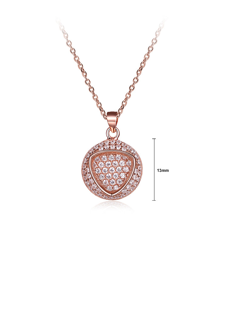 925 Sterling Silver Rose Gold Plated Elegant Fashion Round Brilliant and Triangle Pendant Necklace with Cubic Zircon Pendant Necklace with Cubic Zircon